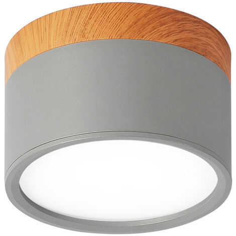 Spot Plafond en Saillie Rond LED Gommage Gris Blanc Chaud Plafonnier Aluminium 12W Ø110mm 230V 3000K pour Couloir Chambre Salle à Manger Cuisine Salon