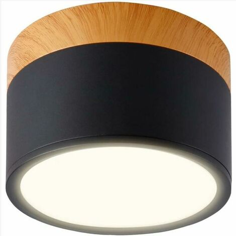 Spot Plafond en Saillie Rond LED Plafonnier Aluminium 7W Ø110mm 230V pour Couloir Chambre Salle à Manger Cuisine Salon -Noir Mat-blanc Chaud 3000k