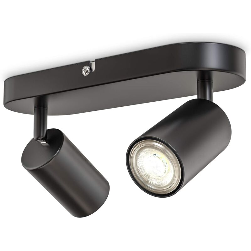 spot plafond I 2 spots pivotants & orientables I noir-mat I livré sans ampoules