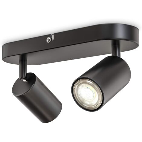 spot plafond I 2 spots pivotants & orientables I  noir-mat I livré sans ampoules