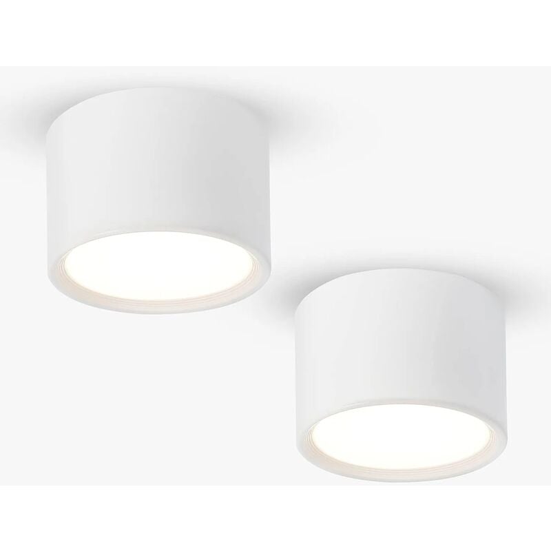 Spot plafond led Blanc Blanc Chaud 3000K 12W Lot de 2 Luminaire Plafonnier salon salle à manger cuisine couloir chambre Ø140MM [Classe énergétique e]