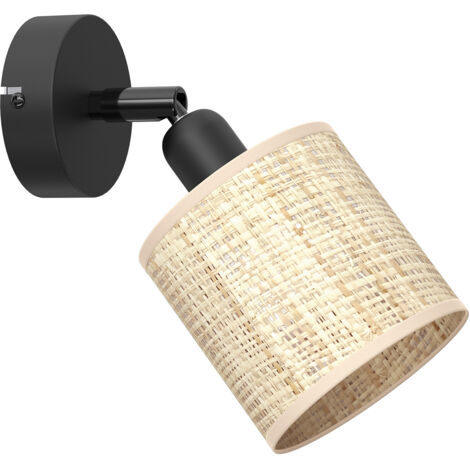 Spot plafond/mur orientable noir rotin E14 Luminex