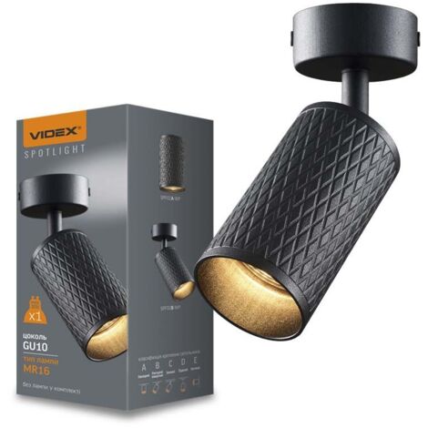 Spot plafond/mural noir orientable GU10 Videx Grant