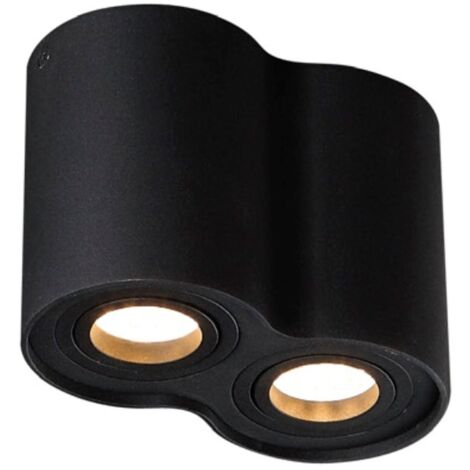 Spot plafond noir double tube BASIC ROUND 2xGU10 50W