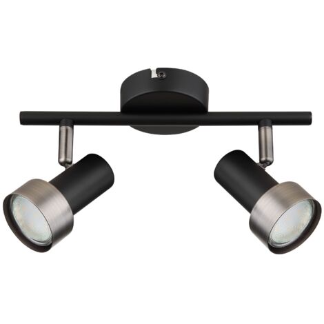 Spot plafond noir mat argent 2xGU10 Rabalux Konrad