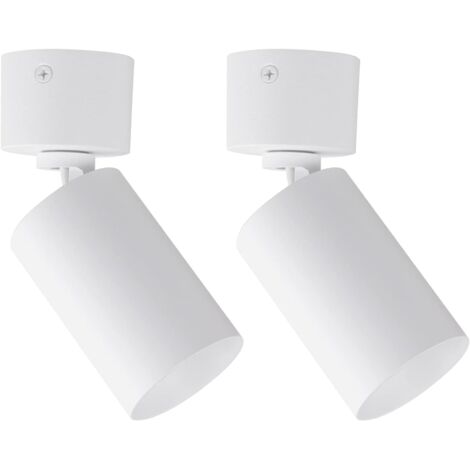 Spot Plafond Orientable - Lot de 2 - Aluminium Blanc - Douille GU10 - Intérieur Salon Cuisine - 55 x 140 mm