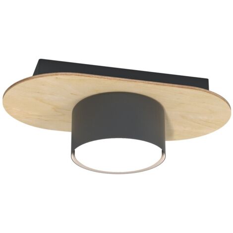 Spot plafond ovale bois clair/noir GX53 Diaz Emibig
