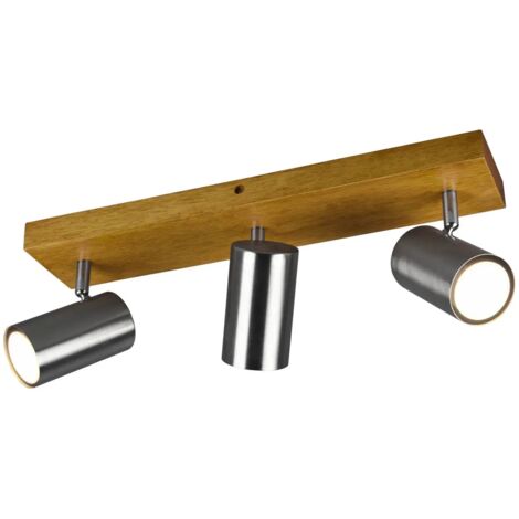 Spot plafond rampe MARLEY 3xGU10 argent bois clair Trio