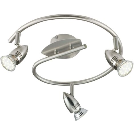"Spot plafoniera SUNNY in metallo nichel con tre punti luce orientabili e lampadine incluse"