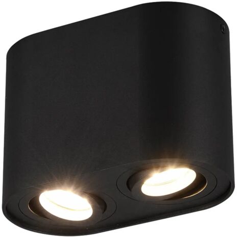 Spot Plafonnier 2 Spots GU10 Orientables Cookie Noir Trio Lighting