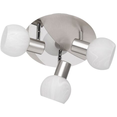 Spot Plafonnier 3xE14 Antibes Nickel Et Verre Blanc Ø22 cm Trio Lighting