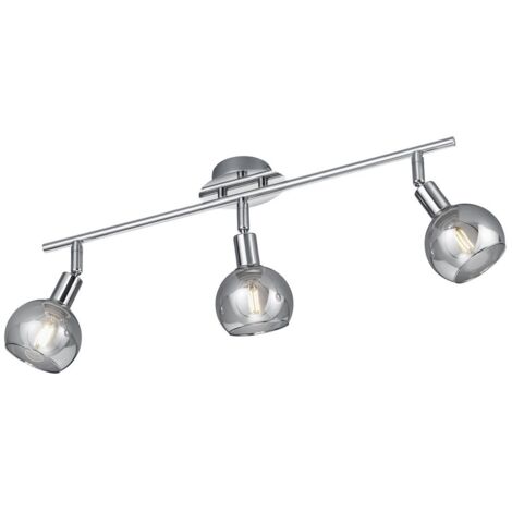 Spot Plafonnier Brest Chrome 3 Verres Fumés Trio Lighting