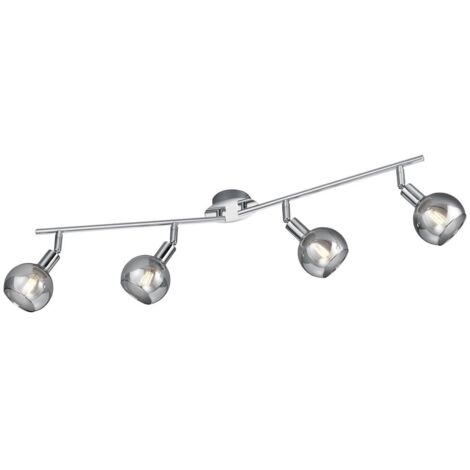 Spot Plafonnier Brest Chrome 4 Verres Fumés Trio Lighting