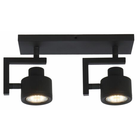 Spot plafonnier double noir orientable Alenis 2 GU10