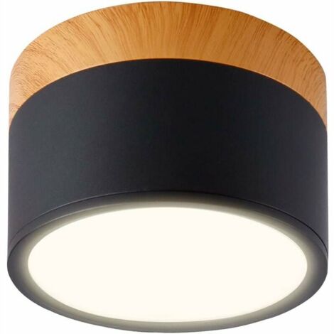 Spot Plafonnier LED Rond Noir Blanc Chaud 12W Ø100mm 230V 3000K Plafonnier Aluminium pour Couloir Chambre Salle à Manger Cuisine Salon -[Classe énergétique A+]