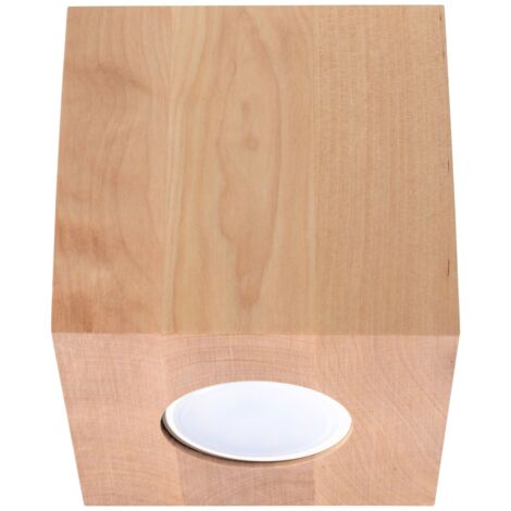 Spot plafonnier QUAD cube bois clair GU10 Sollux 10cm