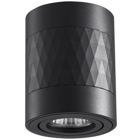 Spot plafonnier saillie rond noir GU10 Polux Rubin
