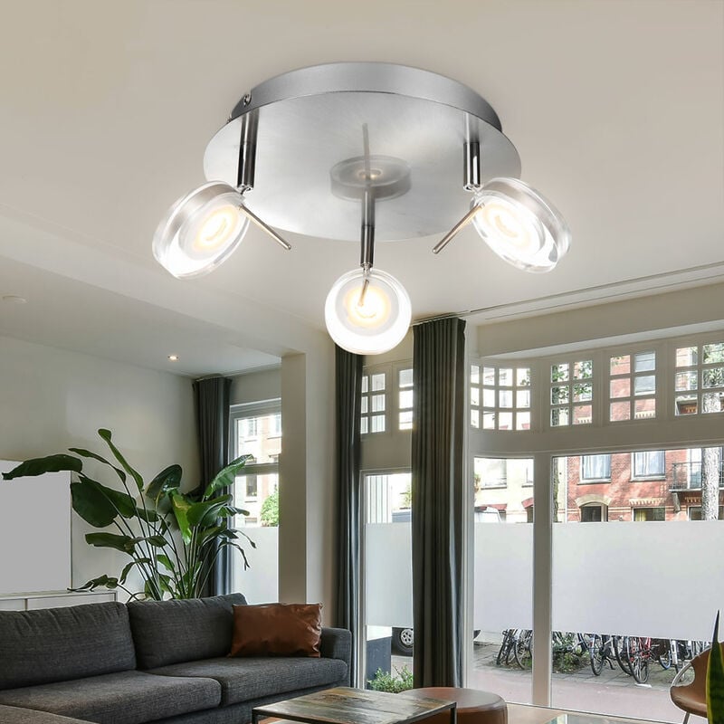 Globo - Spot rondell trois spots plafonnier orientable luminaire de salon moderne, 3x led 5W 375Lm blanc chaud, DxH 25x16 cm