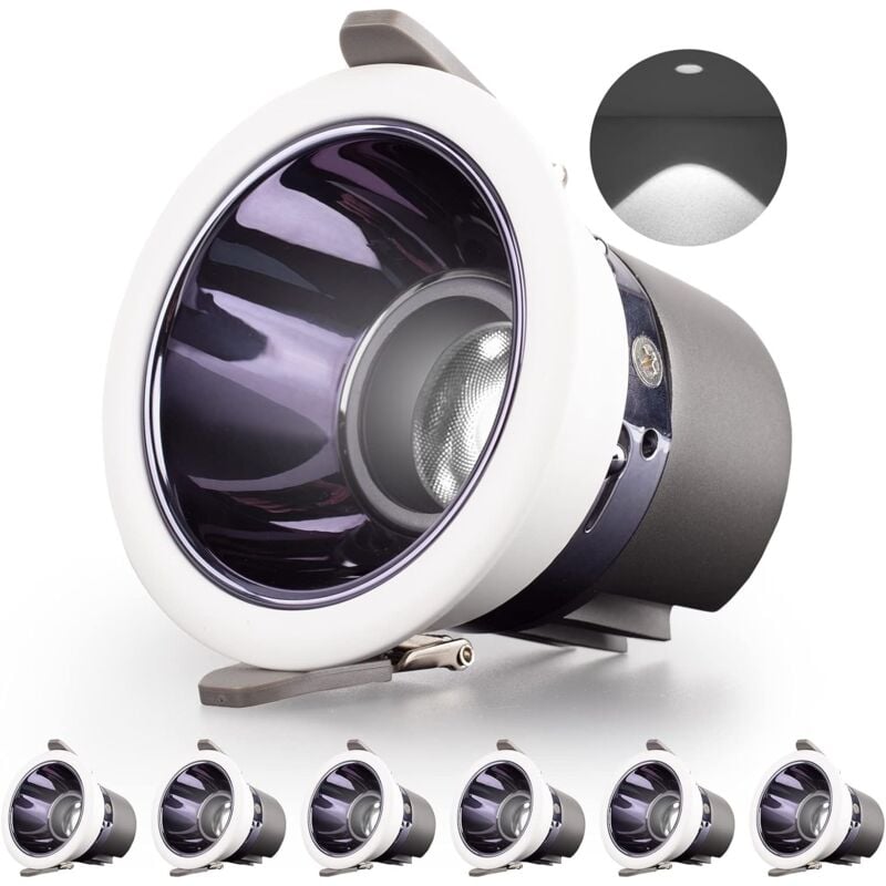 Spot Salle de Bain Led Encastrable 6 Pack 7W 700LM = 70W Incandescence,IP44,Blanc Froid 6000K,AC 220-240V,Découpe 70-75mm,Rond ultraslim Plafond