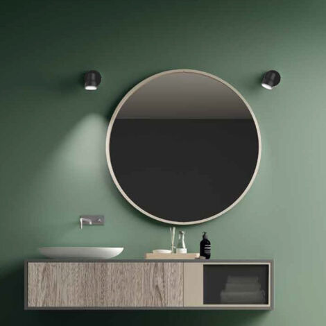 Spot salle de bain noir IP44 – Diffuseur blanc opalescent – Rotation 360° – Hauteur 11cm, largeur 9cm, profondeur 12,8cm – Millumine