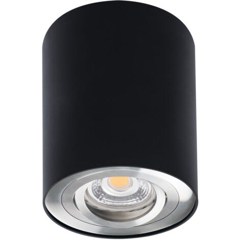 Spot soffitto design rotondo – Aluminio nero/argento  GU10 95 Ø95mm  Orientabile