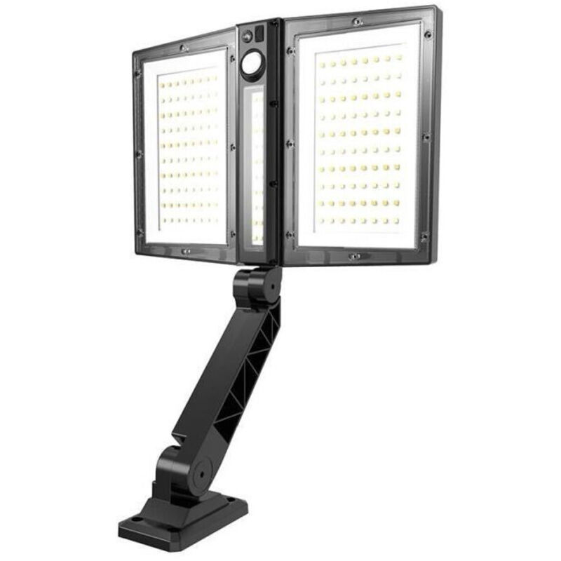Spot solaire - LUMISKY - CLIPPER BLACK - 37 cm - 2 tetes noir - Détecteur de mouvement orientable - LED blanc