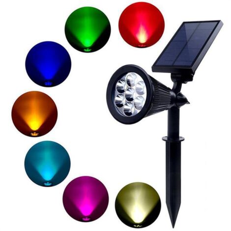 Spot Solaire Étanche pour Jardin - Projecteur LED Extérieur avec Piquet de Sol