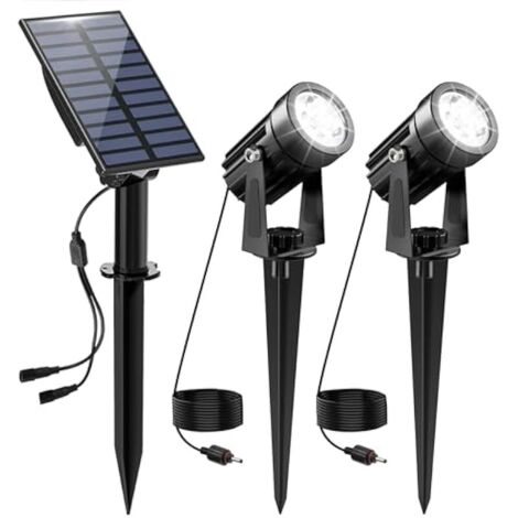Spot Solaire Extérieur, 2 en 1 6000K Projecteur Solaire Exterieur Puissante, Etanche IP65 Lampe Solaire Exterieur, 2 Modes Lumiere Solaire pour Jardin, Allée, Chemin, Trottoir, Terrasse