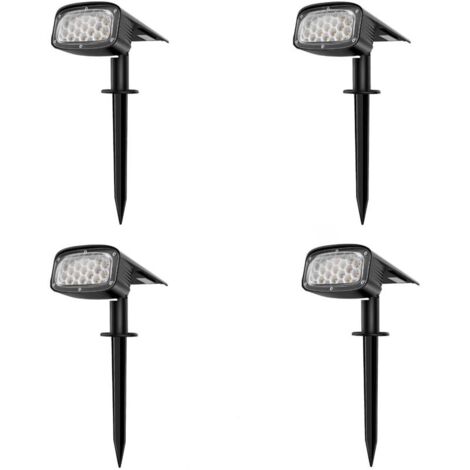 Spot Solaire Extérieur,  34 LEDs Lampe Solaire Extérieure Jardin Etanche, Projecteur Solaire 2-en-1 Installation 3 Modes pour Chemin Patio Allée , 4 pièces-