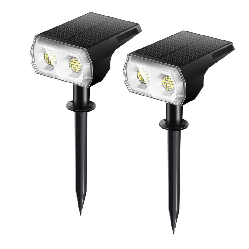 Spot Solaire Extérieur, led Lampes Solaires Etanche IP67, Projecteur Solaire Réglable 650LM avec 2 Modes d'Éclairage, Lumière Chaude pour Jardin,