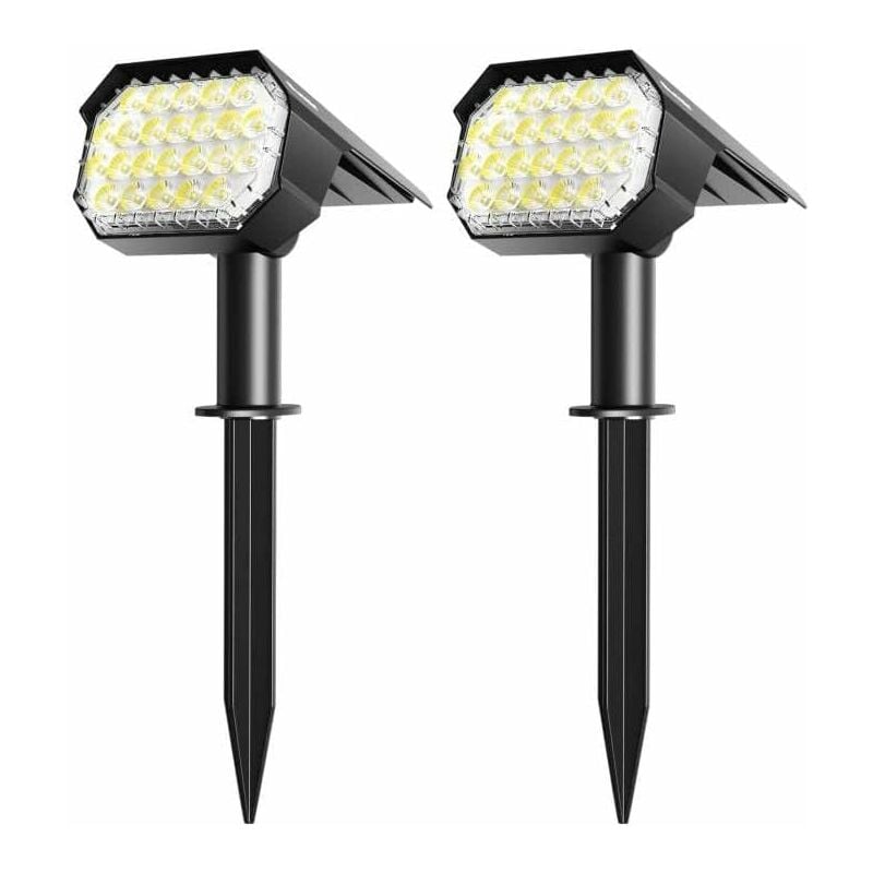 Spot Solaire Extérieur Étanche - Lot de 2, Lampe pour Jardin Allée Garage Terrasse Cour, Projecteur Solaire au Sol Puissant