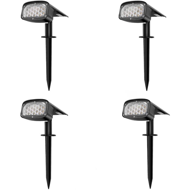 Spot Solaire Extérieur, 34 LEDs Lampe Solaire Extérieure Jardin Etanche, Projecteur Solaire 2-en-1 Installation 3 Modes pour Chemin Patio Allée , 4