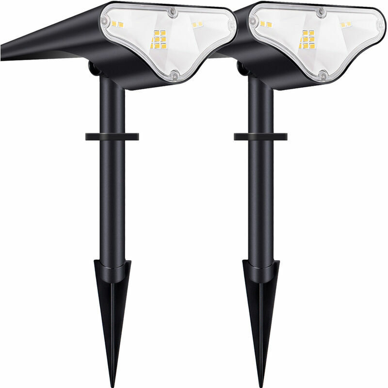 Spot Solaire Extérieur, LED Lampes Solaires Etanche IP66, Projecteur Solaire Réglable 650LM , Lumière Chaude pour Jardin, Cour, Allée, Chemin, 2 Pack