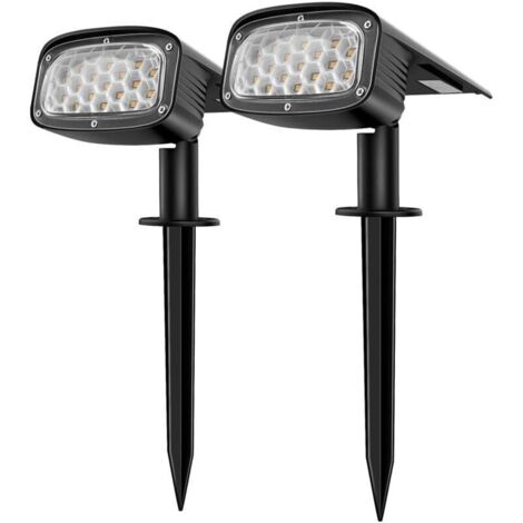 Spot Solaire Extérieur, Projecteur Solaire 2-en-1 Installation 3 Modes pour Chemin Patio Allée , 2 PACK 34 LEDs Lampe Solaire Extérieure Jardin Etanche,..