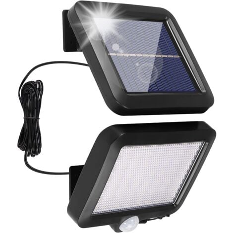DENUOTOP Spot Solaire Exterieur, Sans fil Éergie solaire étanche IP65 Lampes de sécurité, Lumière Solaire de Jardin à 120 ° avec Câble de 5 m pour Porche, Jardin, Cour