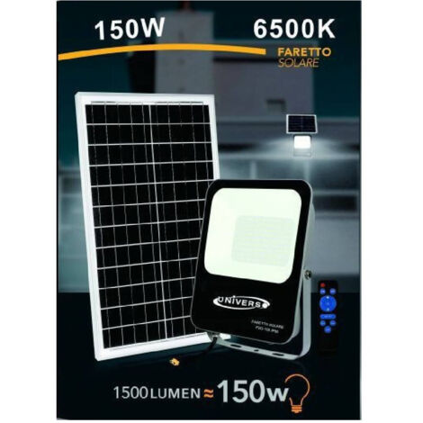 Spot Solaire Led 150 Watt Avec Télécommande Ip65 Lumière Froide 6500k Fso-150w