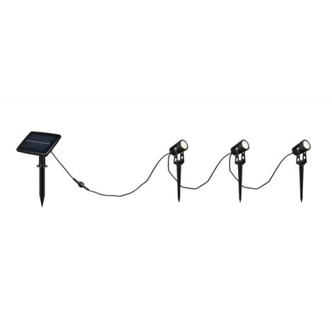 Spot solaire LED pour jardin, set de piquets, aluminium noir mat, largeur 620 cm