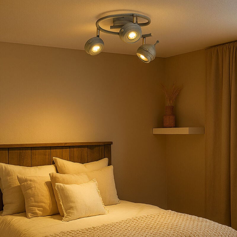 Globo Lighting - Spot Spotrondell plafonnier plafonnier lampe de salon cuisine, 3 spots mobiles, métal gris antique, 3x GU10 led 5 watts 340 lumens