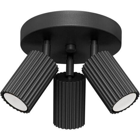 Spot Strahler Aluminium GU10 verstellbar 19,5 cm breit Schwarz 3-flammig rund Modern
