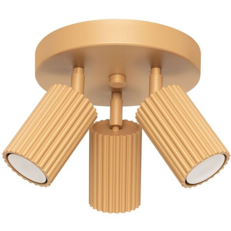 Spot Strahler Aluminium verstellbar B: 19,5 cm in Gold GU10 3-flammig rund Modern Lampe