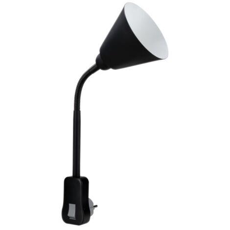 Spot sur prise Junus avec bras flexible - E14 - 20W - Noir
