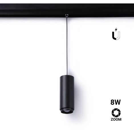 Spot suspendu LED sur rail magnétique avec ZOOM 15°-60° - 48V - - Blanc Chaud