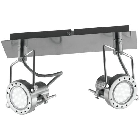 "Spot TECHNO orientabile in metallo nichel con due lampadine incluse"