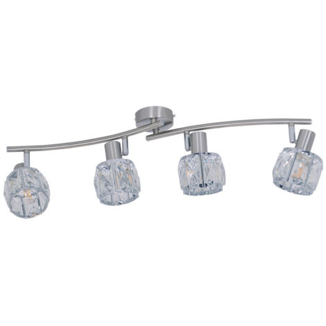 Spotleiste Deckenleuchte Spotlampe Glas Kristalle E14 4-Flammig Wohnzimmerlampe