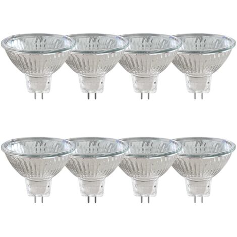 Spotlight Halogène MR16 - 20 W - 12 V - 2700 K - Angle de Faisceau 36° - Base GU5.3 - Lot de 8