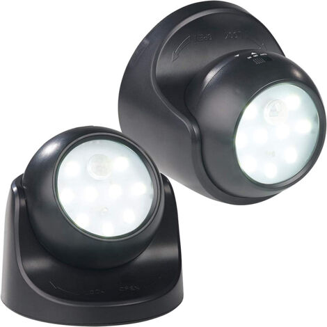 Spotlight Led Sans Fil - Capteur De Mouvement PIR - Rotation 360° - Pour Intérieur Et Extérieur - Lot De 2