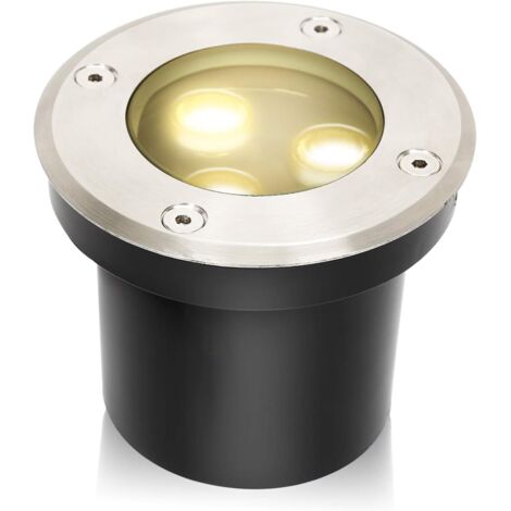 Spots à encastrer au sol à LED, spots au sol ronds, passables, étanches IP67, lumière au sol blanc chaud pour l'éclairage du jardin et l'éclairage des allées