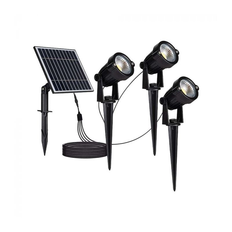 Vtac - Spots à piquer led Solaires Noirs 1,2W IP65 (Lot de 3) - Blanc c