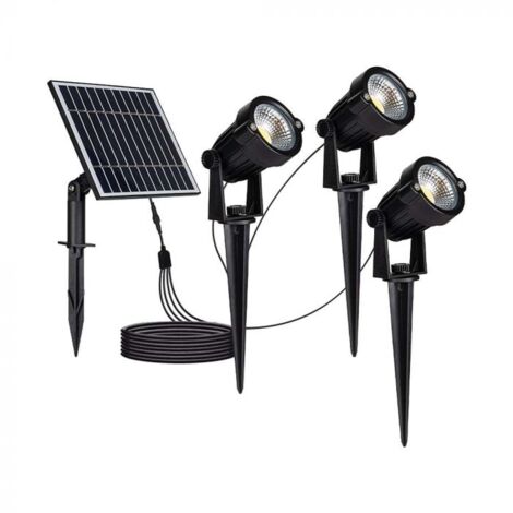 Spots à piquer LED Solaires Noirs 1,2W IP65 (Lot de 3) - Blanc Chaud  - SILUMEN