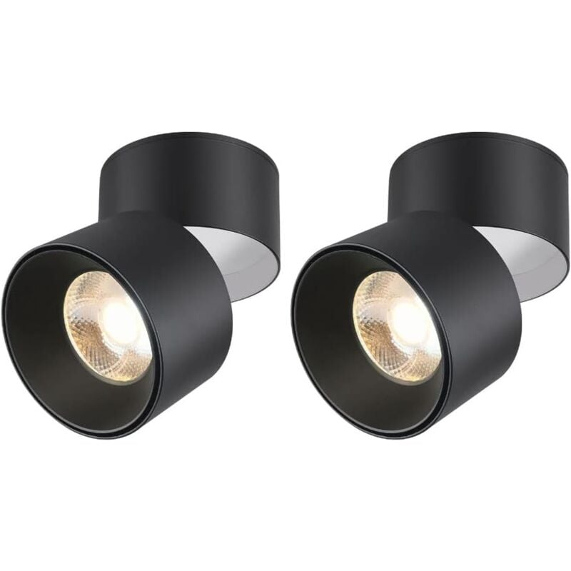 2PCS Spots de plafond Spot en Saillie Orientable 7W led Spots de Plafond Plafonnier Aangle Réglable Applique de Plafond Lampe COB,Rotative à 360 °